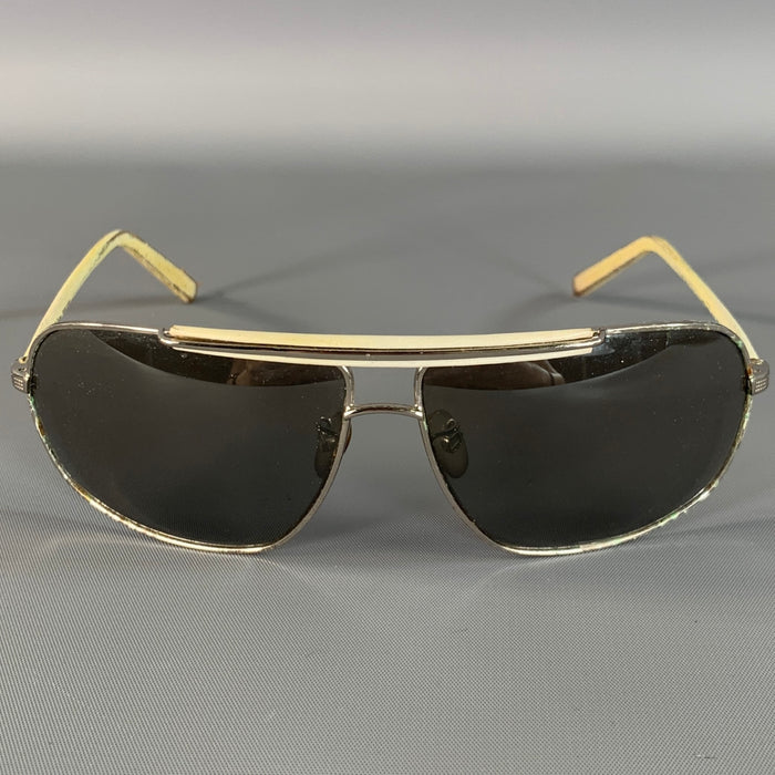 ERMENEGILDO ZEGNA Cream Silver Sunglasses