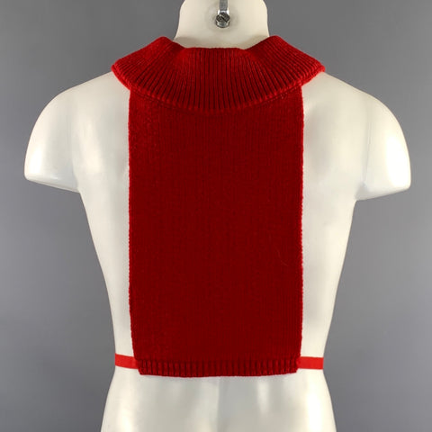 RAF SIMONS FW2015 Size One Size Red Knitted Wool V-Neck Vest