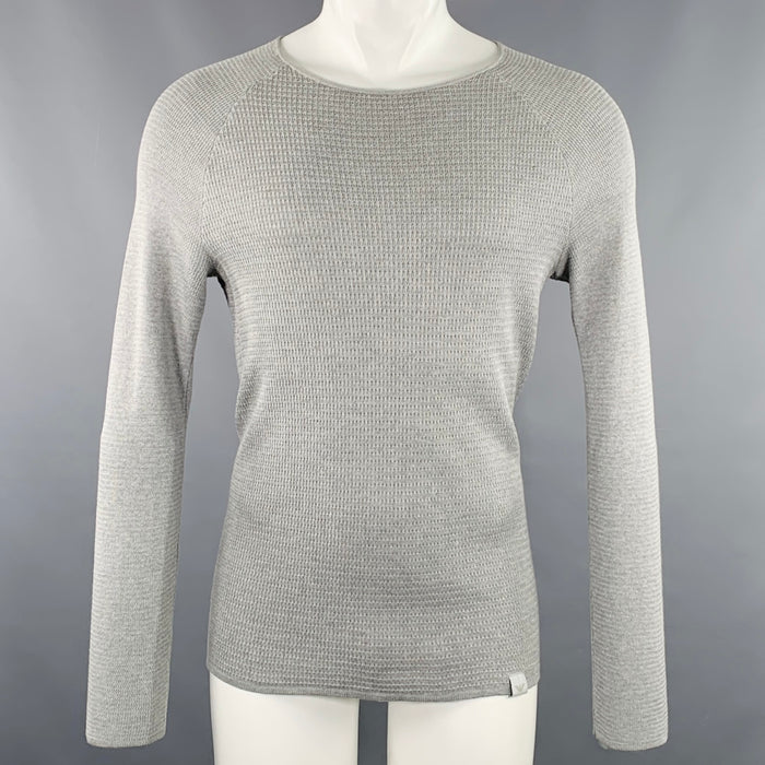 EMPORIO ARMANI Size 38 Grey Waffle Knit Scoop Neck Pullover