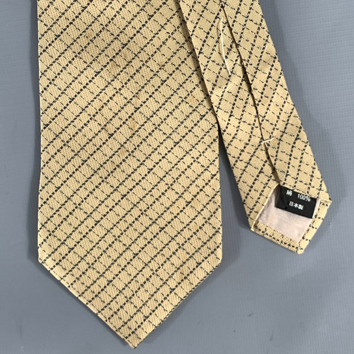 ISSEY MIYAKE Tan Navy Plaid Silk Tie
