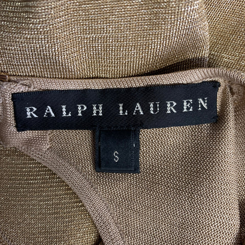 RALPH LAUREN Size S Gold Viscose & Silk Metallic Tank Dress Top