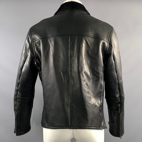 VALENTINO Size 40 Black Leather Zip Up Jacket