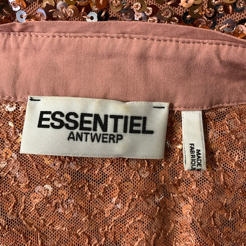 ESSENTIEL ANTWERP Size S Copper Silver Polyester & Elastane Sequined Shirt