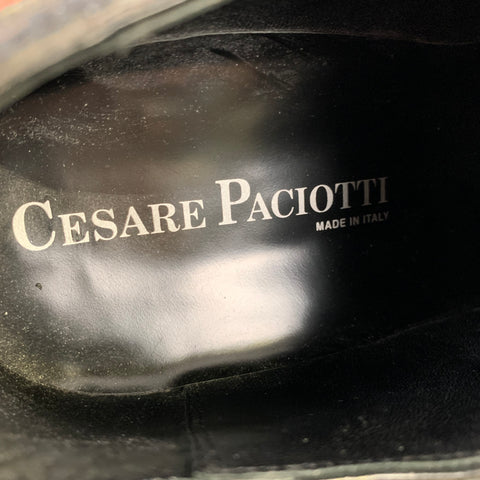 CESARE PACIOTTI Size 8 Black Embossed Leather Lace Lace Up Shoes