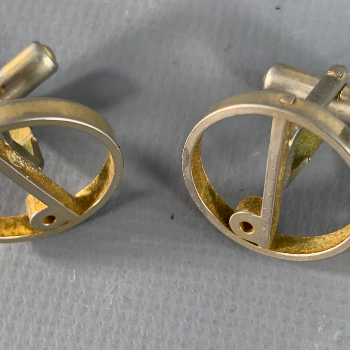 DUNHILL Silver Metal Monogram Circle Cuff Links