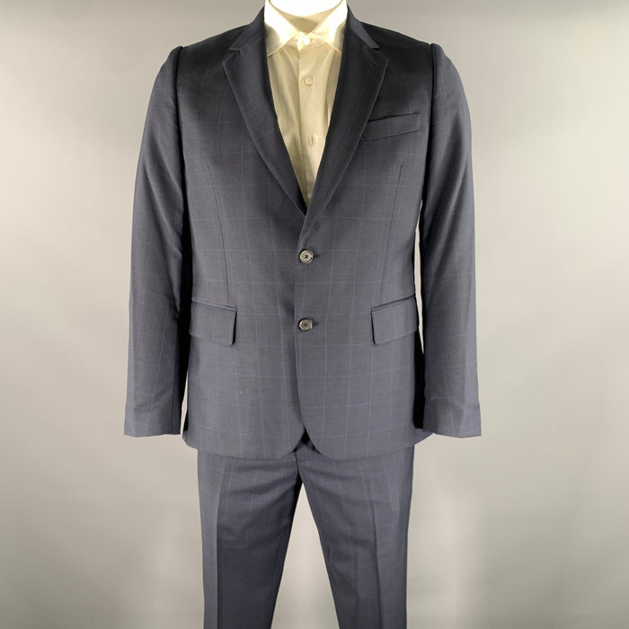 PAUL SMITH Size 42 Navy Blue Window Pane Wool Notch Lapel Suit