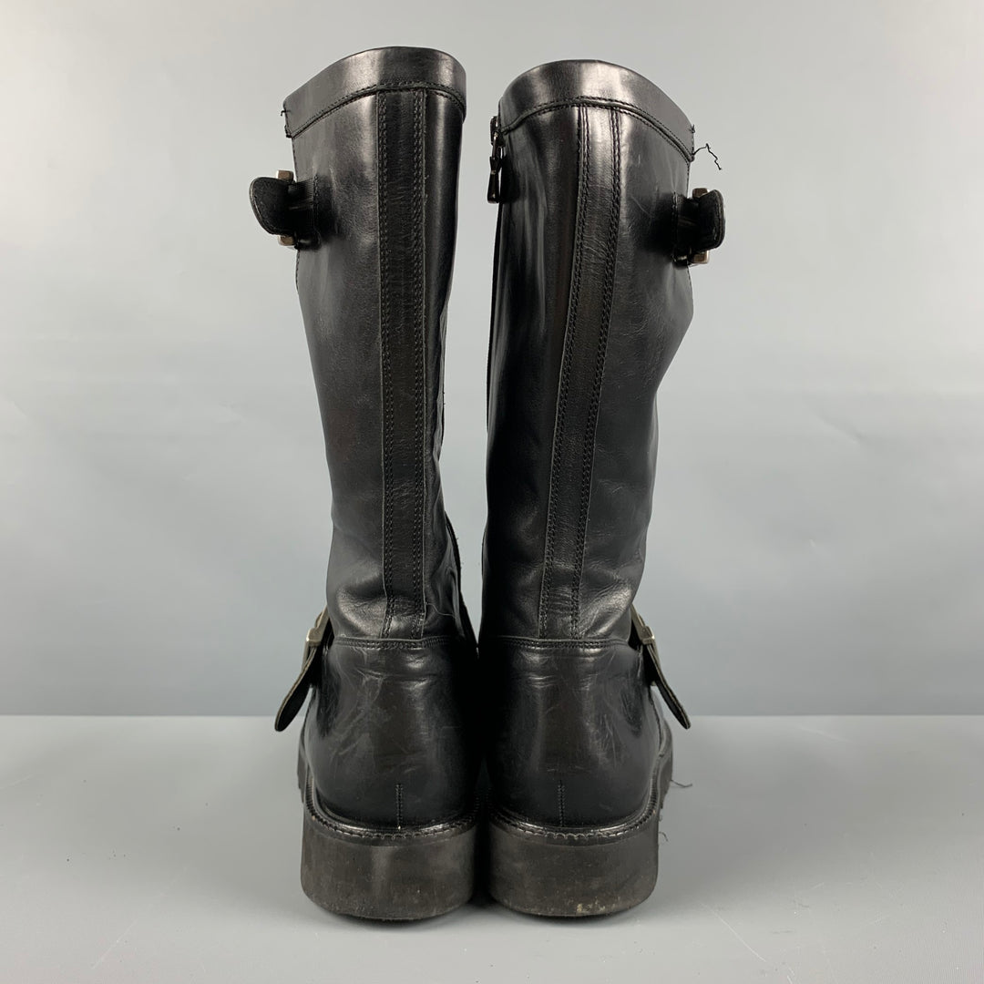 DONALD J PLINER Size 9.5 Black Leather Side Zipper Boots