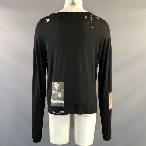ENFANTS RICHES DEPRIMES M Black Patches Modal Blend Scoop Neck Pullover