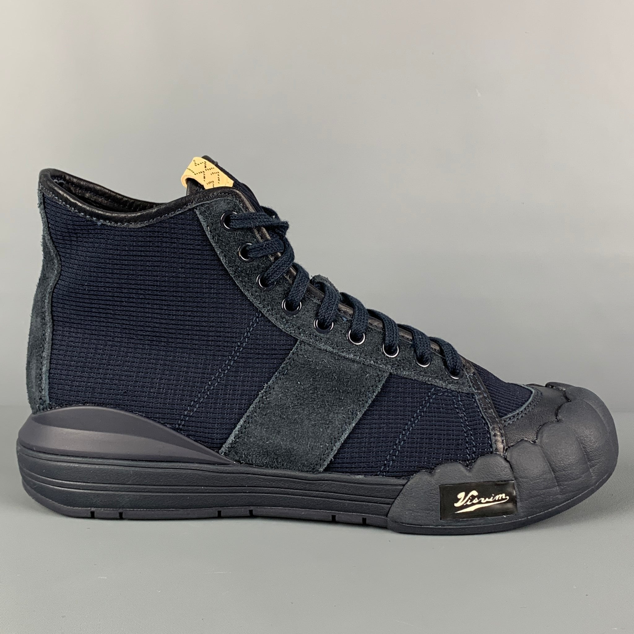 VISVIM Size 10.5 Navy Mixed Material Lanier High-Top Sneakers 