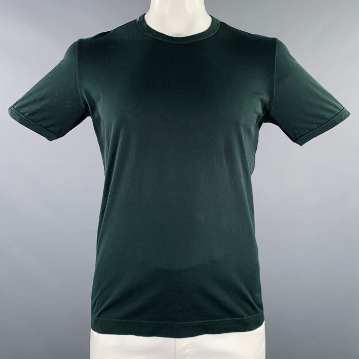 DOLCE & GABBANA Size L Forest Green Cotton Crew Neck T-shirt