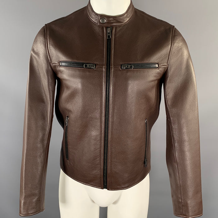 COACH Size XS Brown Leather Moto Racer Jacket