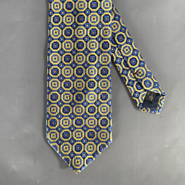 ERMENEGILDO ZEGNA Blue Gold&Orange Jacquard Silk Tie