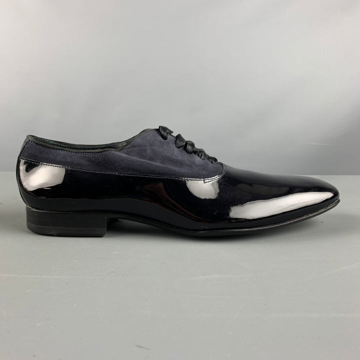 PAUL SMITH Size 7 Black Mixed Materials Suede Tuxedo Lace Up Shoes
