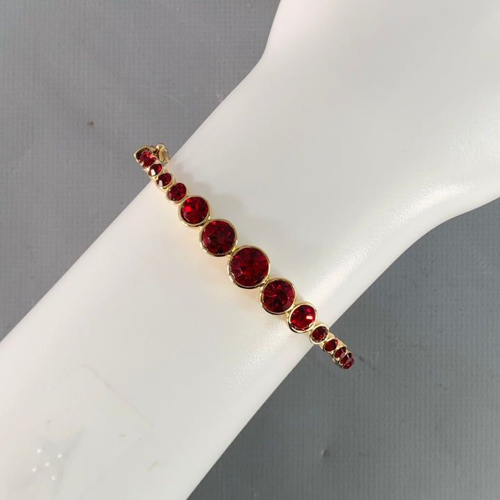 GIVENCHY Red Gold Rhinestones Cuff Bracelet