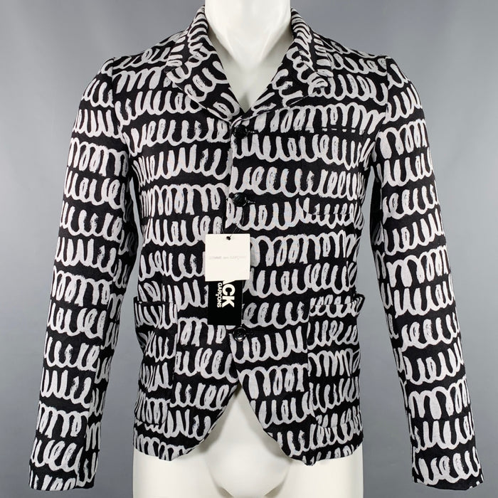 COMME des GARCONS 2019 Size S Black White Print Polyester Jacket