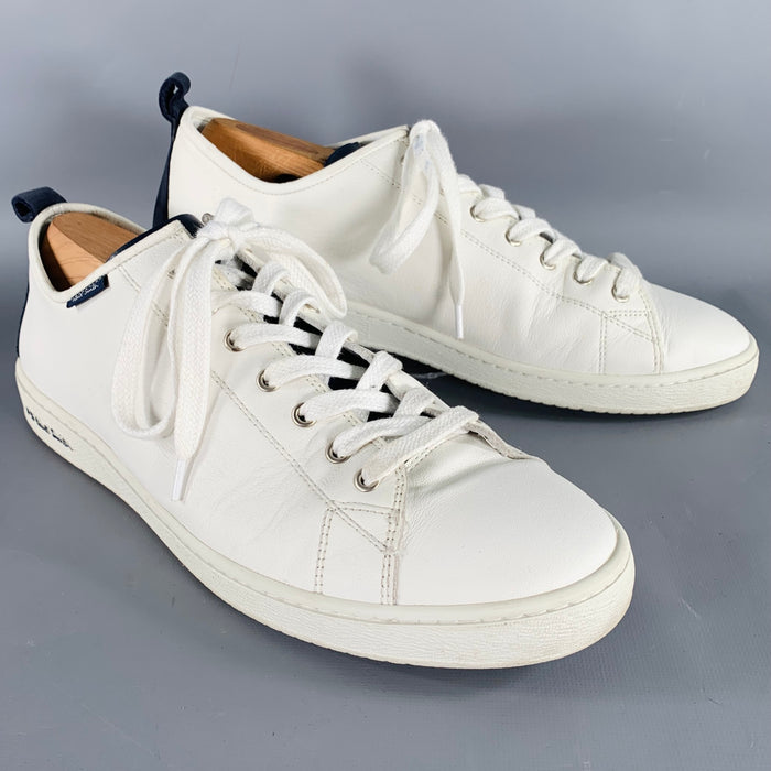 PS by PAUL SMITH Size 11 Miyata White Navy Leather Low Top Sneakers