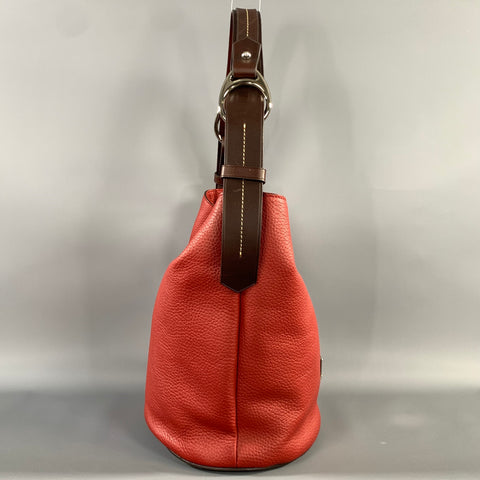 DOONEY BOURKE SS2019 Red Brown Pebble Grain Leather Bucket Bag