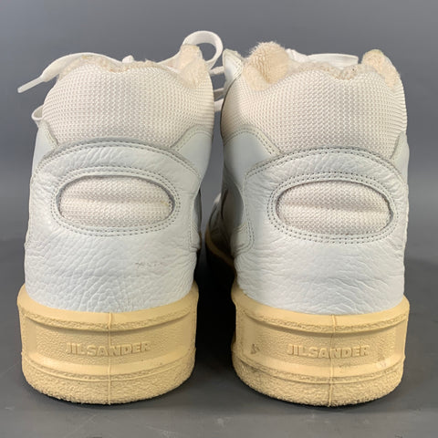 JIL SANDER Size 8 White Leather High Top Sneakers