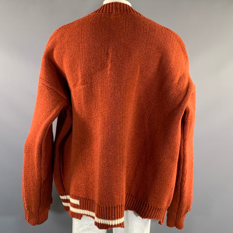 RAF SIMONS FW2016 Size One Size Brown Brick Knitted Wool Buttoned Cardigan