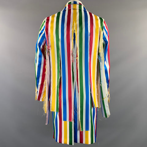 COMME des GARCONS HOMME PLUS S/S2019 Size M White Multi Color Stripe Polyester Coat