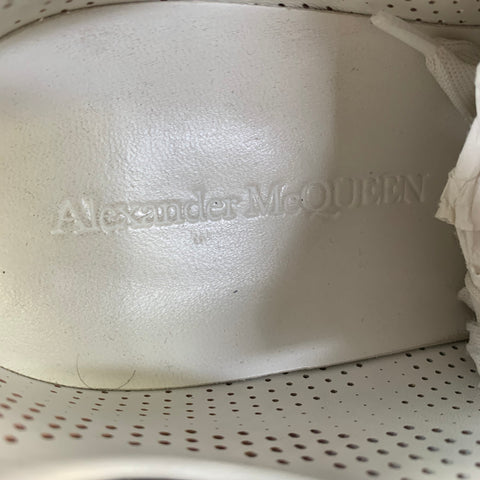 ALEXANDER MCQUEEN Size 9 White Multi Color Perforated Leather Lace Up Shoes