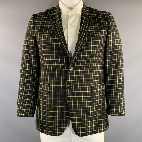 PAUL SMITH Chest Size 40 Black Yellow Plaid Wool Notch Lapel Sport Coat