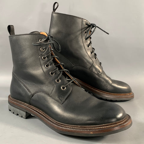 CHURCH'S Size 8 Black Leather Lace Up Boots