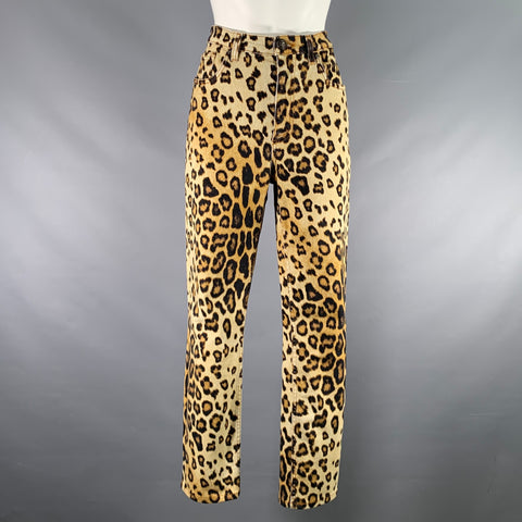 ETRO Size 30 Tan Black Cotton Elastane Leopard Zip Fly Jeans