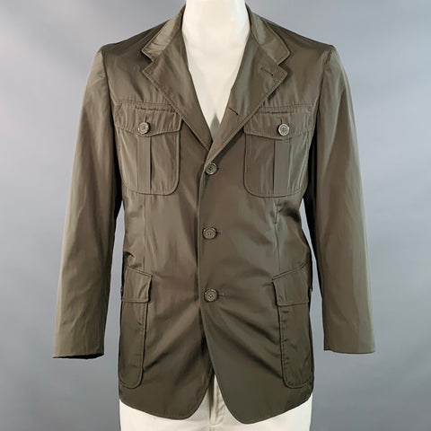 ARMANI COLLEZIONI Size 44 Green Olive Polyester Buttoned Pockets Jacket