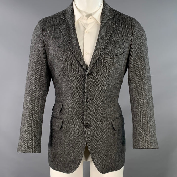 BRUNELLO CUCINELLI Size 38 Grey Black Herringbone Cashmere Sport Coat