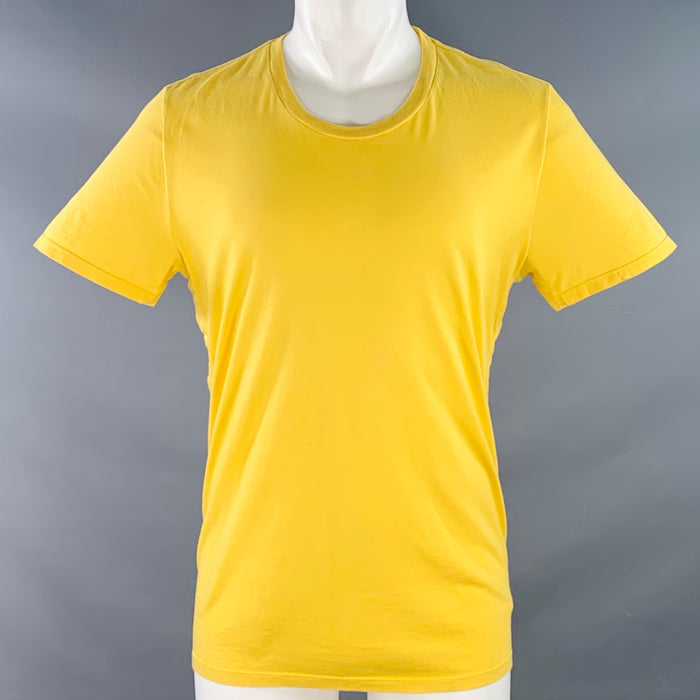 MAISON MARTIN MARGIELA Size M Yellow Cotton Side Snaps Crew Neck T-shirt