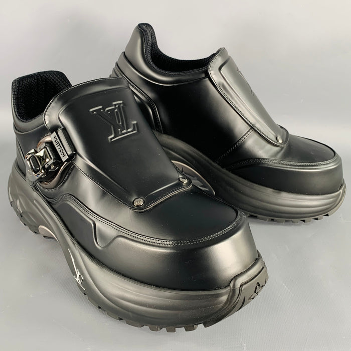 LOUIS VUITTON Size 9 Black Buckle Chunky Sole Sneakers