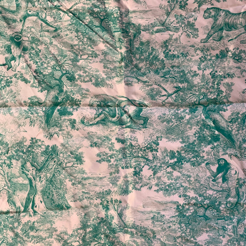 CHRISTIAN DIOR Teal Ivory Landscape Silk Scarves