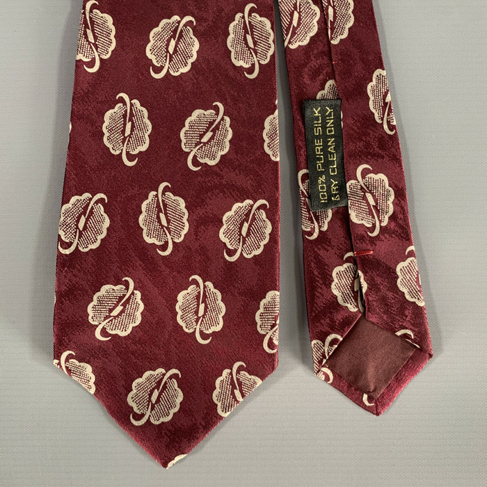 GIORGIO ARMANI Burgundy Silver Jacquard Silk Tie