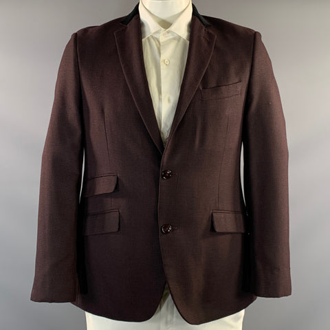 TALLIA Chest Size 40 Purple Black Houndstooth Rayon & Polyester Sport Coat