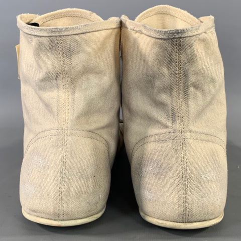 BALENCIAGA Size 8 White Distressed Canvas Lace Up Sneakers