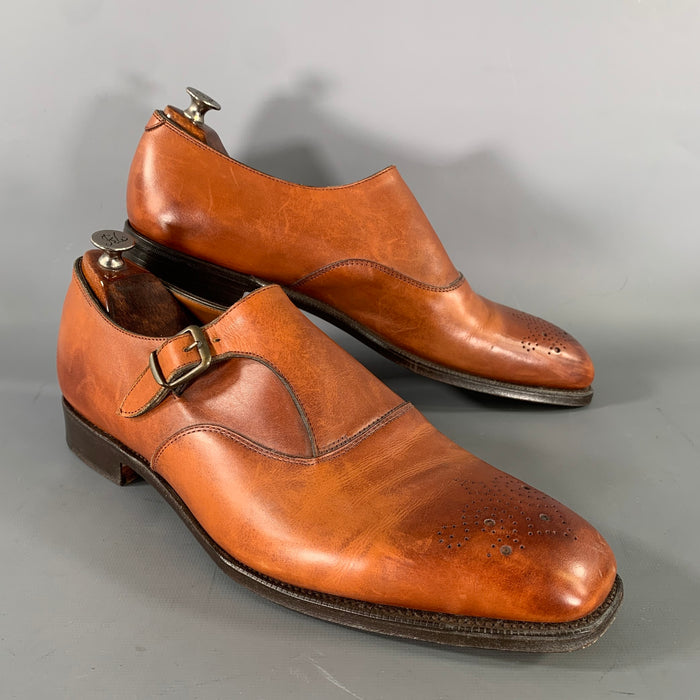 RALPH LAUREN Size 8.5 Brown Wingtip Leather Monk Strap Loafers
