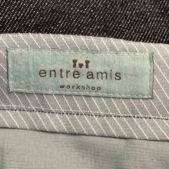 ENTRE AMIS Size 33 Black White Tweed Cotton Blend Drawstring Casual Pants