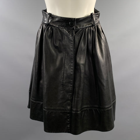 MOSCHINO COUTURE Size XS Black Leather A Line Knee Length Skirt