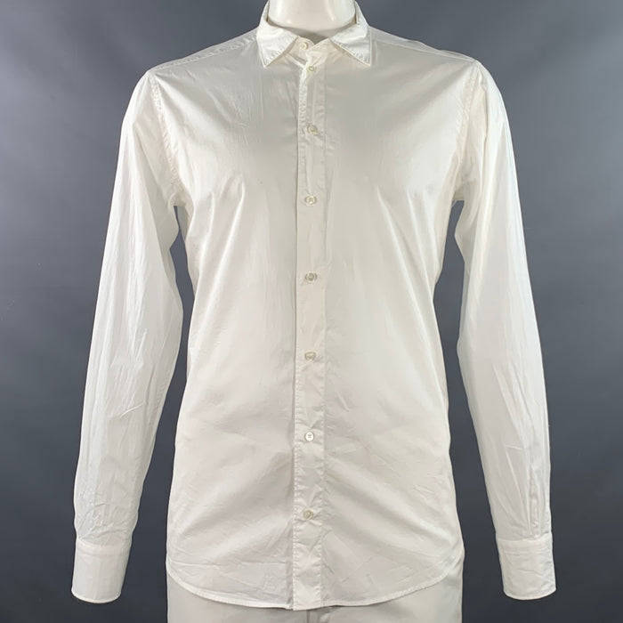 DOLCE & GABBANA Size L White Cotton Button Up Long Sleeve Shirt