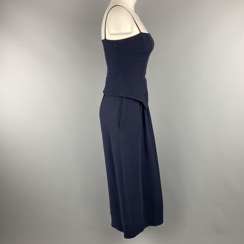 GIORGIO ARMANI Size 4 Navy Viscose Spaghetti Strap Buster Dress