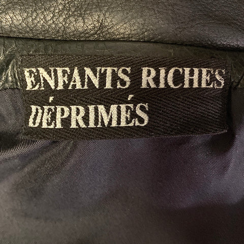 ENFANTS RICHES DEPRIMES ERD SS2015 L Black Graphic Leather Biker Jacket