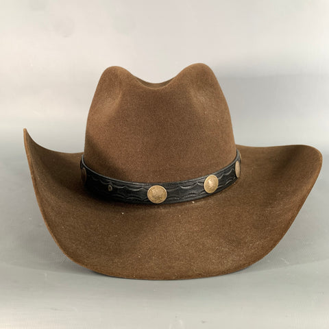 SERRATELLI Size 7.5 Brown Concho Beaver Fur Felt Hats