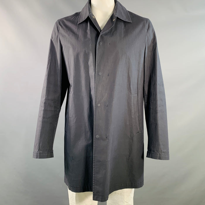 JIL SANDER Size 42 Black Cotton Spread Collar Snaps Coat
