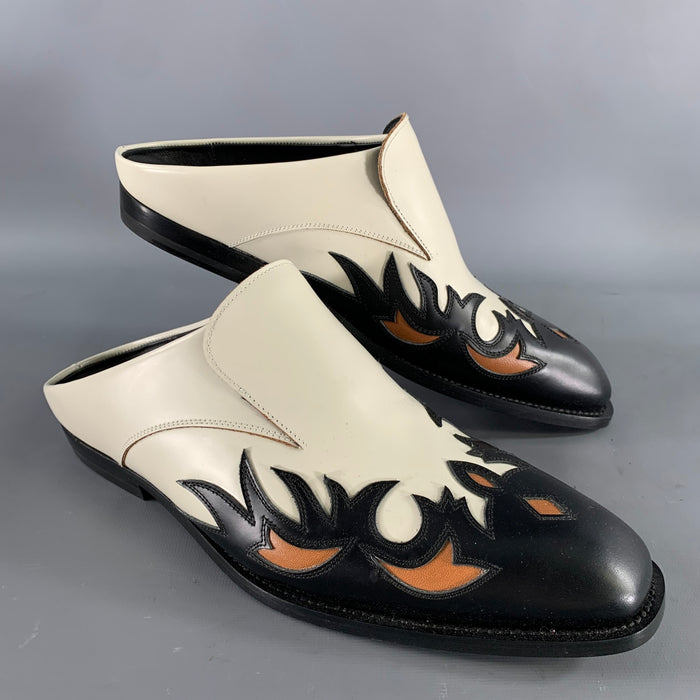 DRIES VAN NOTEN Size 9 Cream Black Western Loafers