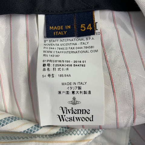 VIVIENNE WESTWOOD Size 38 White Blue Yellow Stripe Cotton Casual Pants