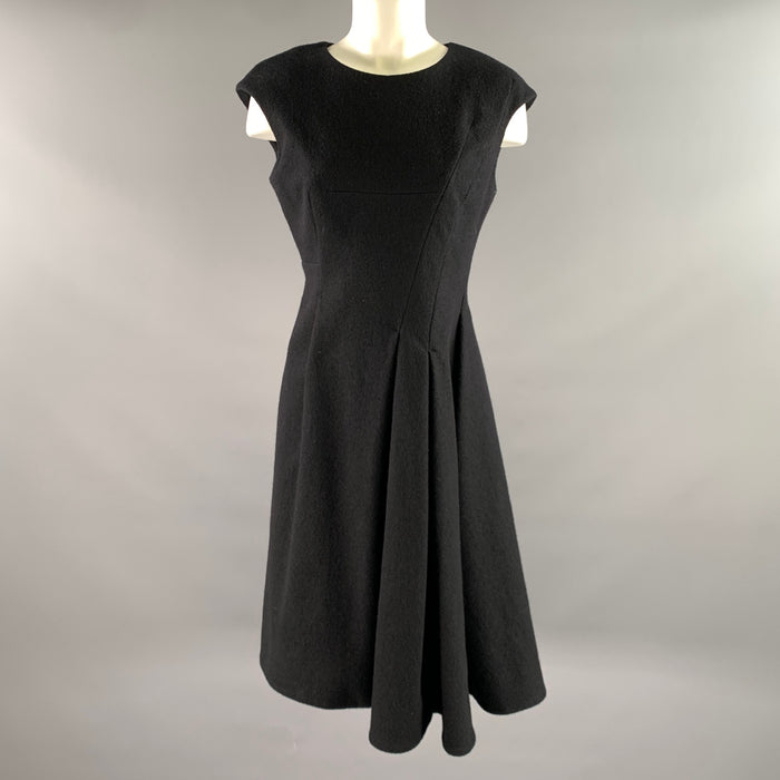 JIL SANDER Size 6 Black Gold Wool Knee-Length Cocktail Dress