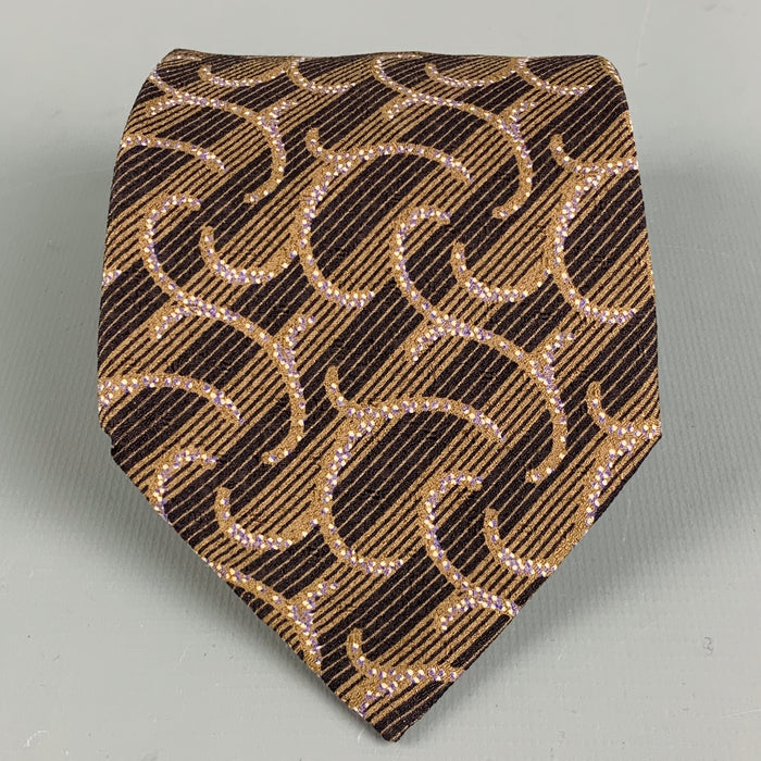 GIORGIO ARMANI Brown Swirls Silk Tie
