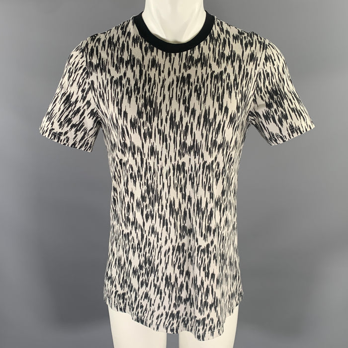 LANVIN Size M White Black Abstract Cotton Blend T-shirt
