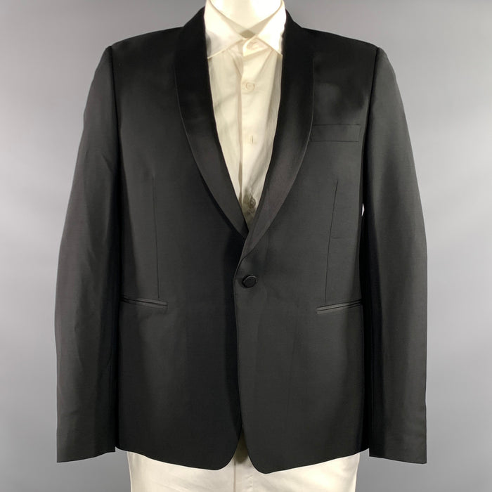 PAUL SMITH Chest Size 42 Black Wool Mohair Shawl Collar Sport Coat